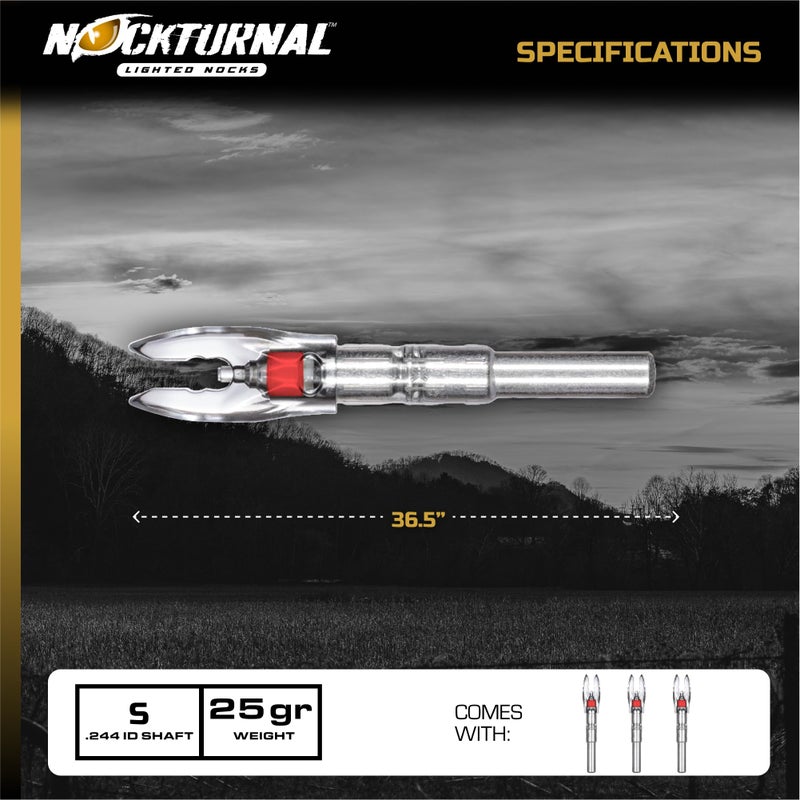 Nockturnal NT-202 -S Lighted Nock for Arrows with .244 Inside Diameter Including Carbon Tech, Victory, Carbon Impact, Carbon Revolution, Easton, Beman and PSE Brands - RED 3-Pack - Image 3